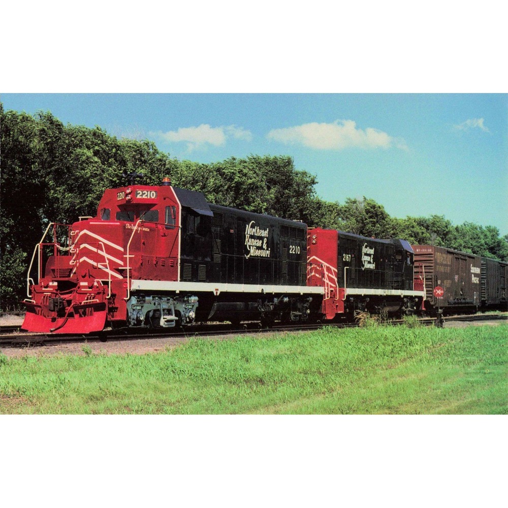 Northeast Kansas & Missouri Locomotives 2210 2167 Elwood KS 1990 Postcard